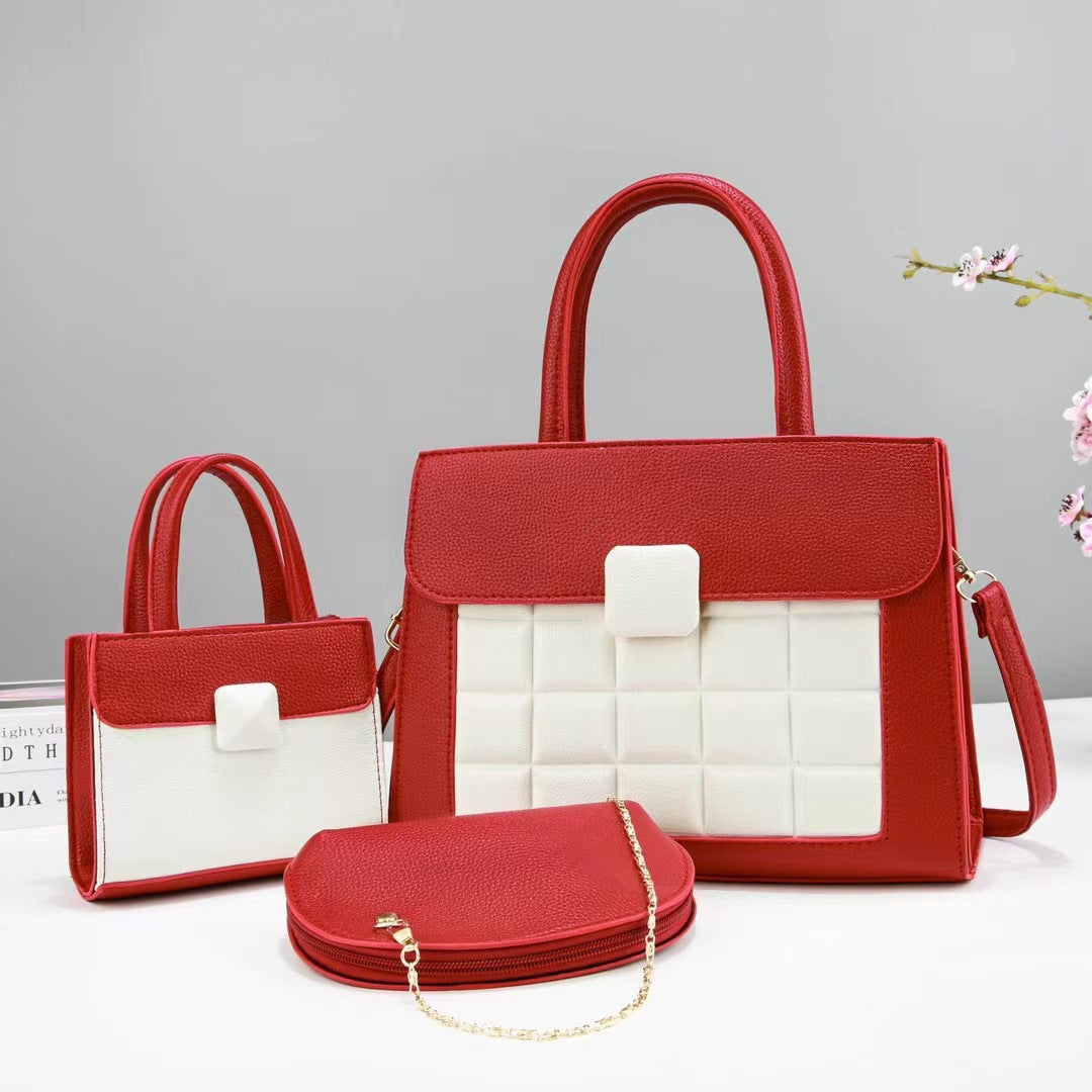 Women's Three-piece Commuter Niche Color Matching Portable Tote Bag
