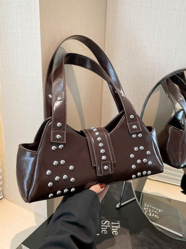 Street Punk Oil Wax Leather Underarm Hot Women's Shoulder Bag