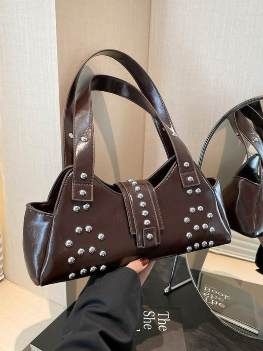 Street Punk Oil Wax Leather Underarm Hot Women's Shoulder Bag