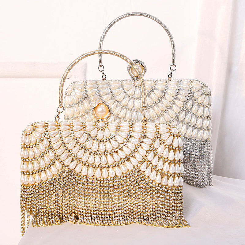 Feast Tassel Matching Dress Plaid Rhinestone Dinner Bag