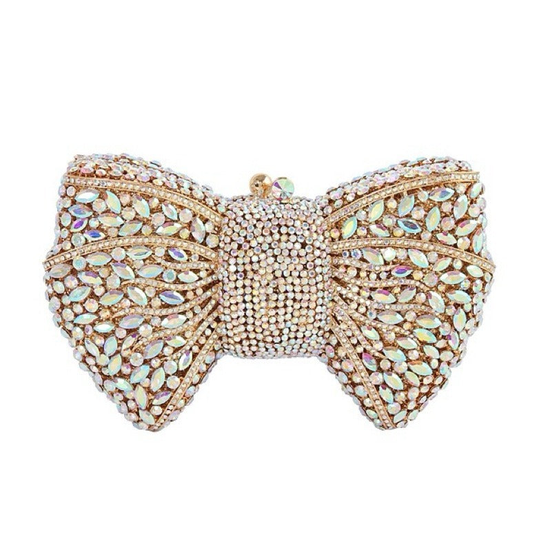 Women's Bow Diamond Hollow Full Clutch Banquet Evening Bags