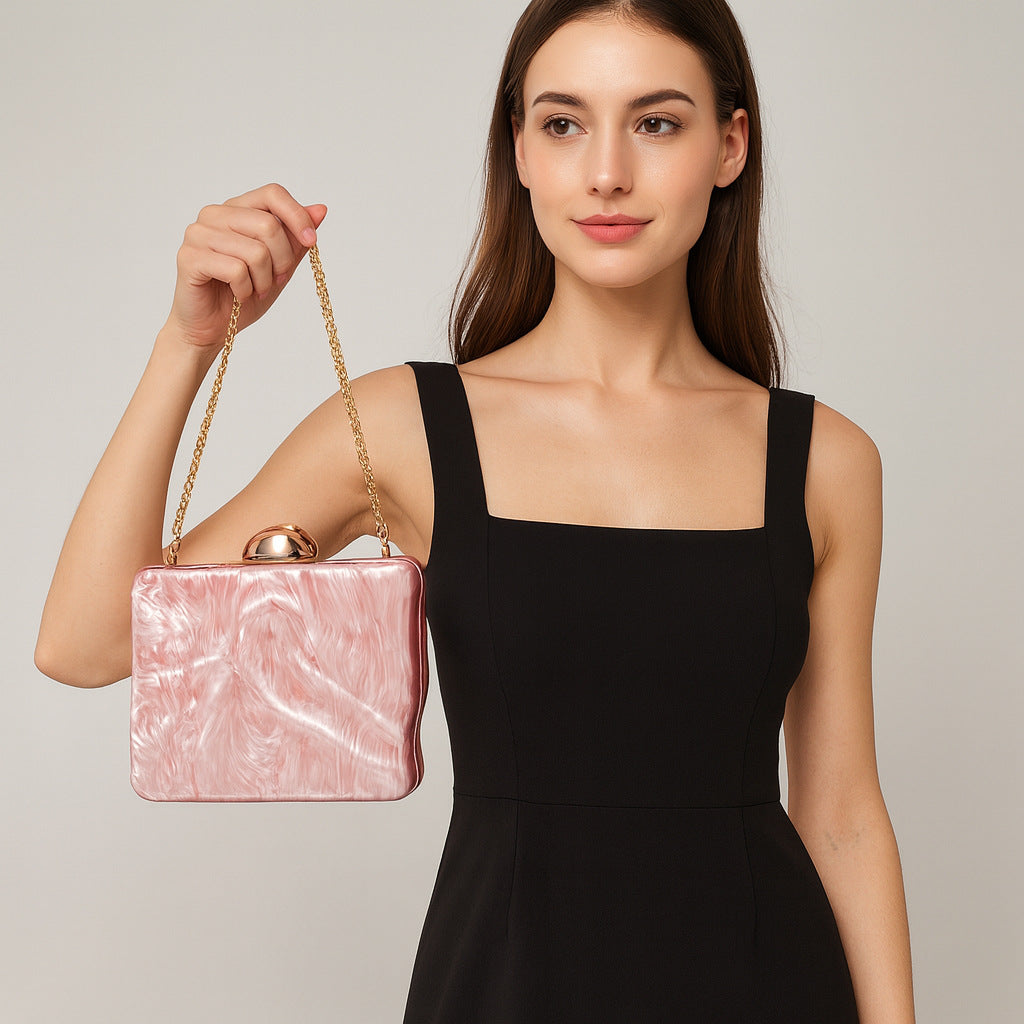 Women's Press Acrylic Wedding Banquet Clutch Chain Dinner Bag