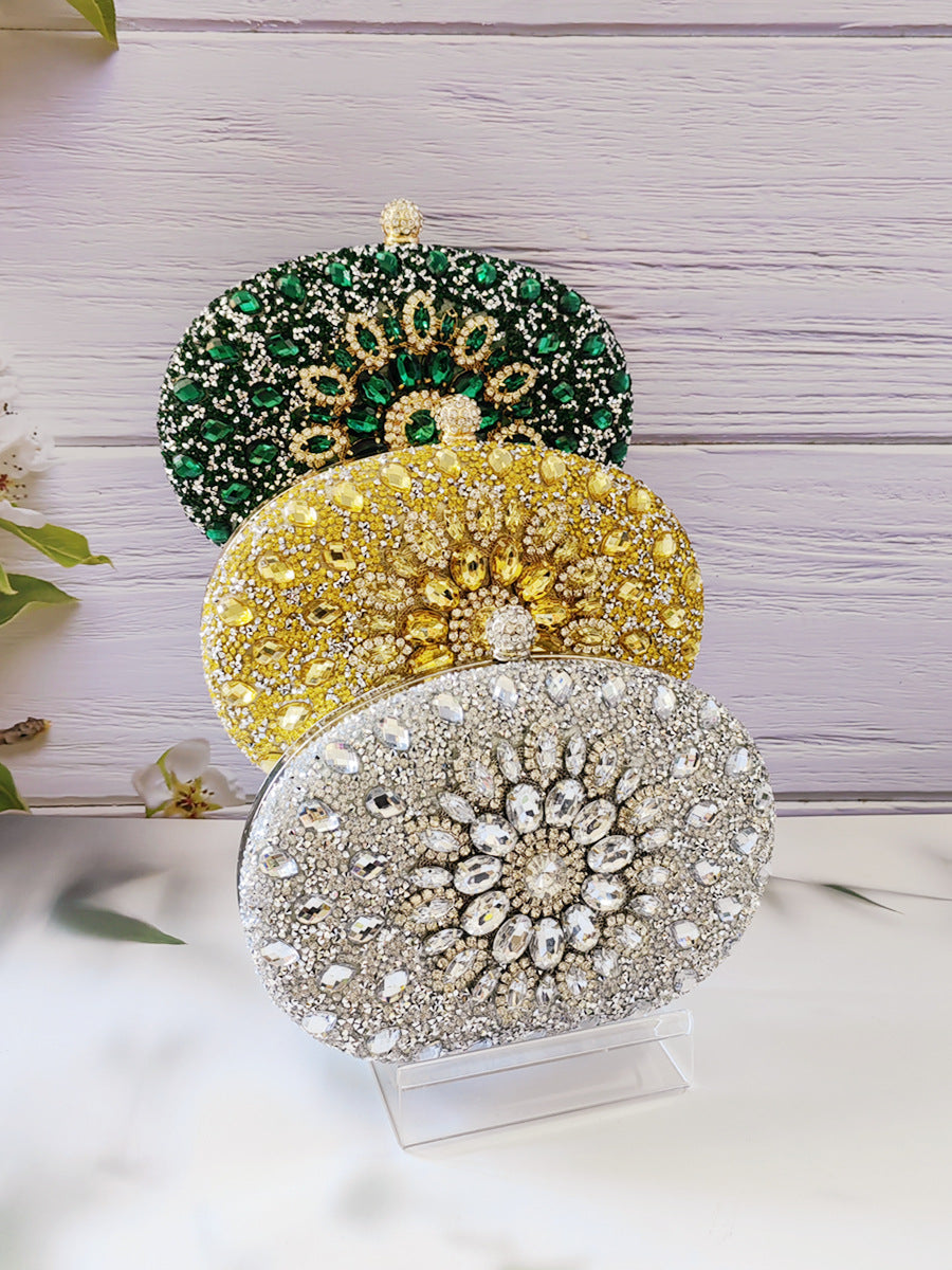 Shiny Round Clip Bridal With Chain Handbags