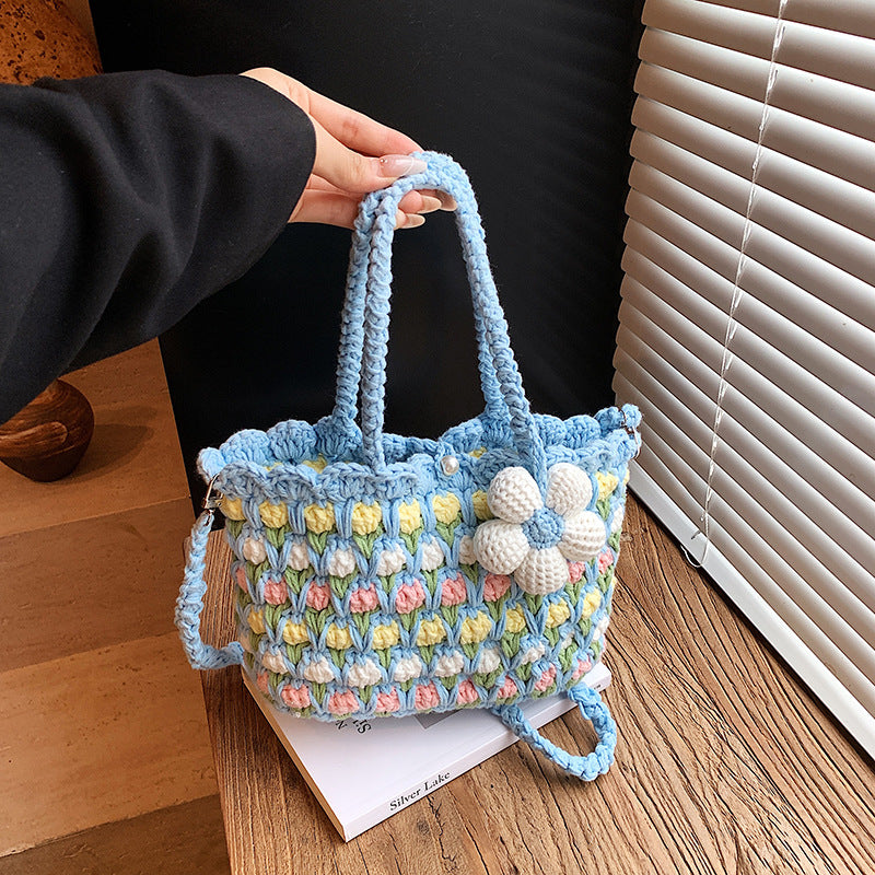 Fresh Tulip Mobile Wool Crocheted Gentle Sunflower Phone Bags
