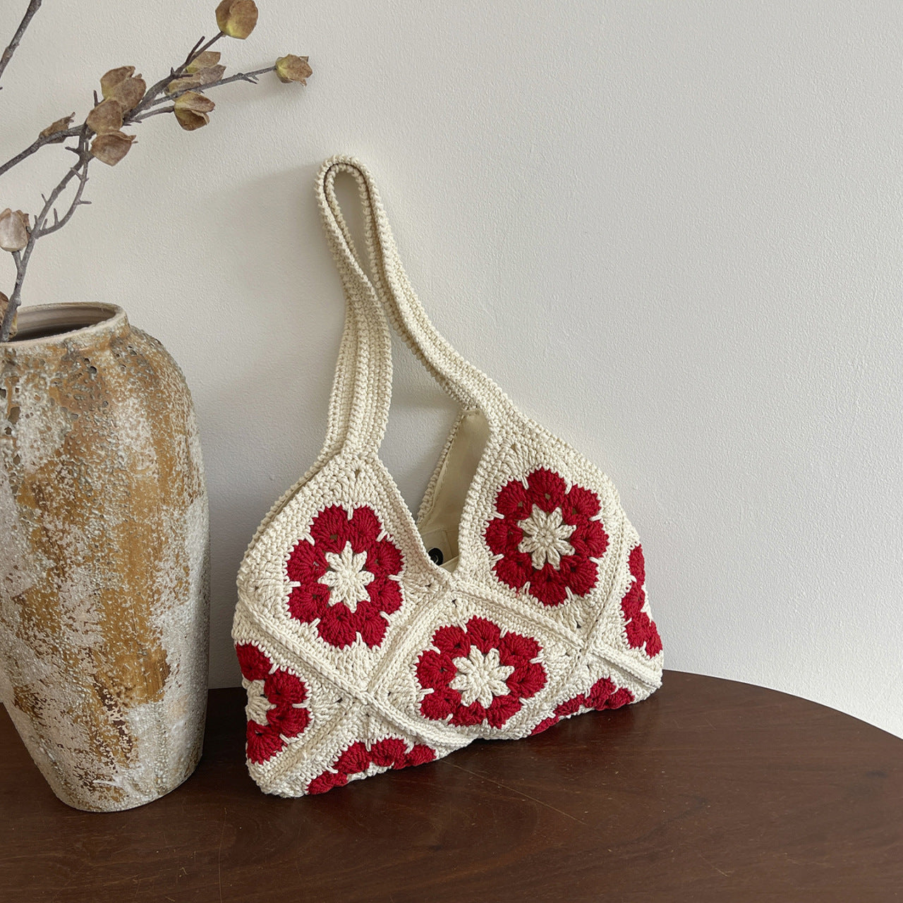 Sunflower Cotton Cord Woven Handmade Knitting Summer Seaside Holiday Large Women's Shoulder Bag