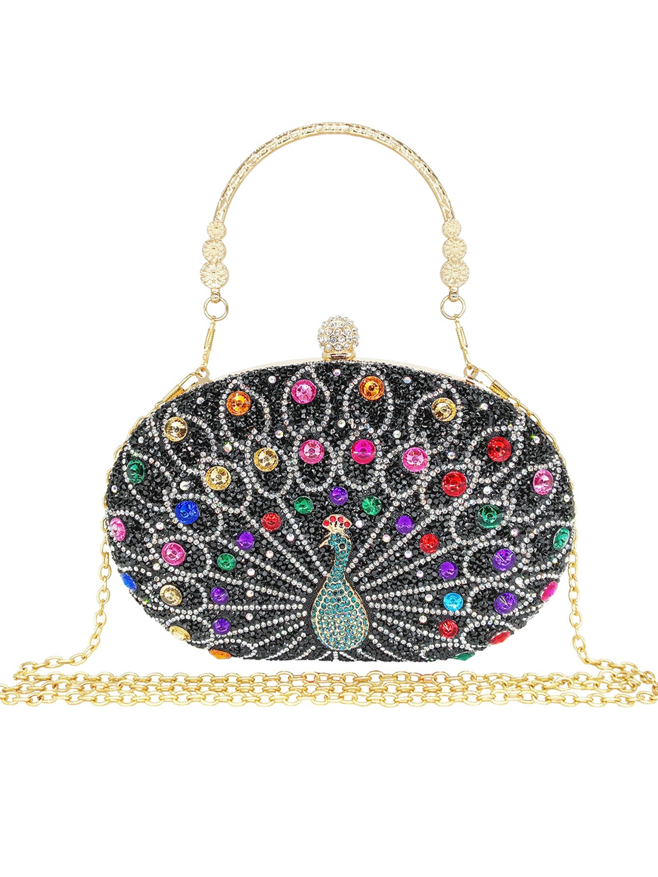 Peacock Diamond Retro Style Party Black Dress Dinner Bag