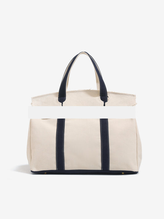 Women's Canvas High-grade Design Contrast Color Large Women's Shoulder Bag