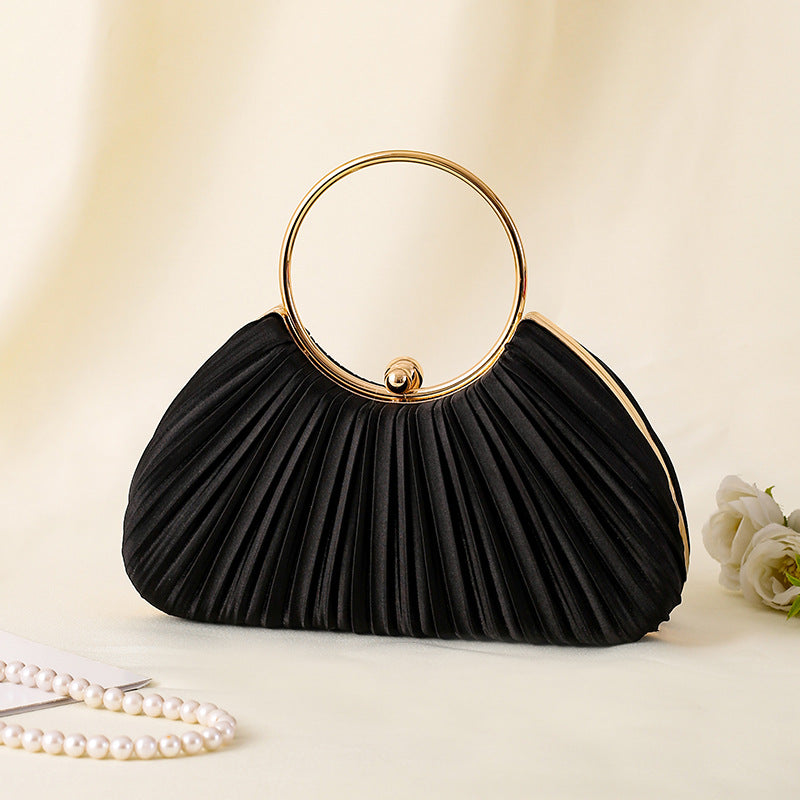 Women's Pleated Temperament Banquet Clutch Dress Garment Handbags