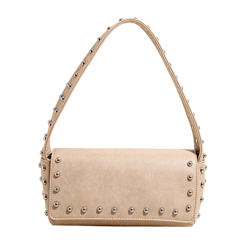 Women's Simple Personality Rivet Pouch Early Spring Niche Handbags