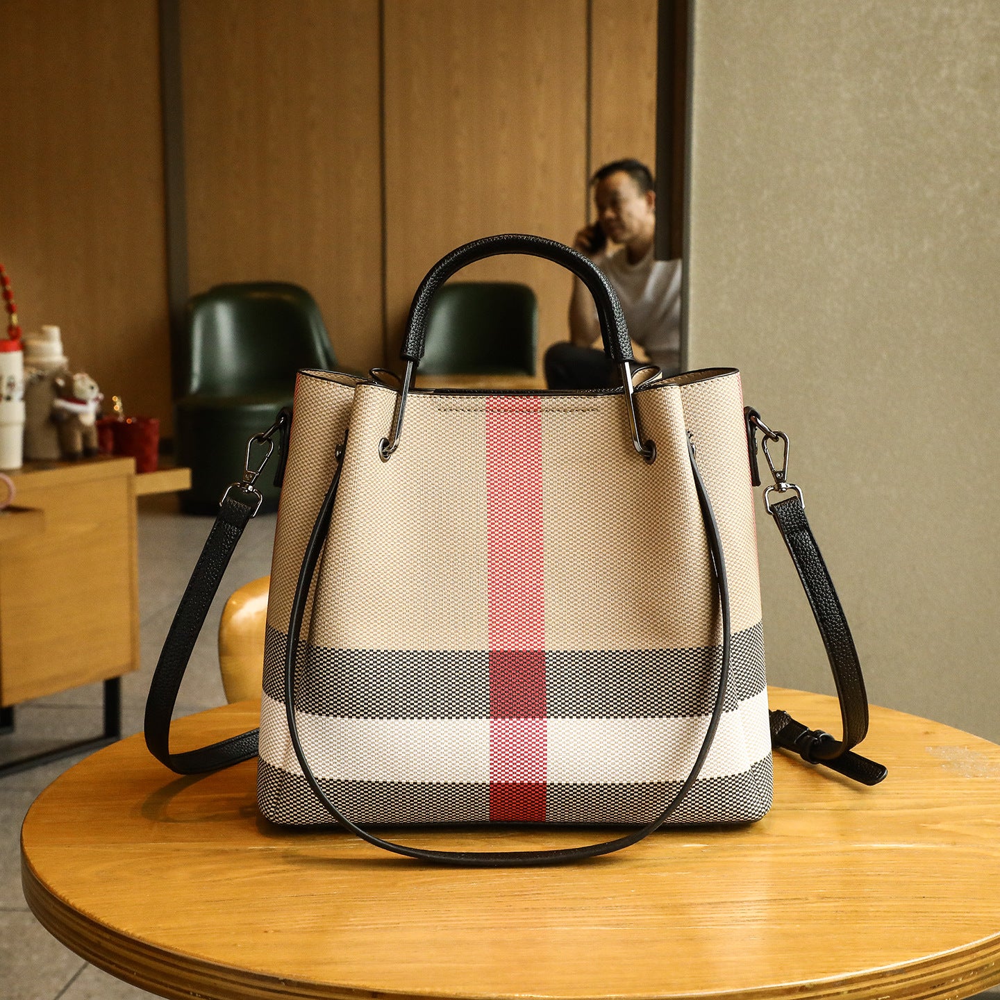 Women's High-grade Color Matching Large Capacity Totes Plaid Women's Shoulder Bag