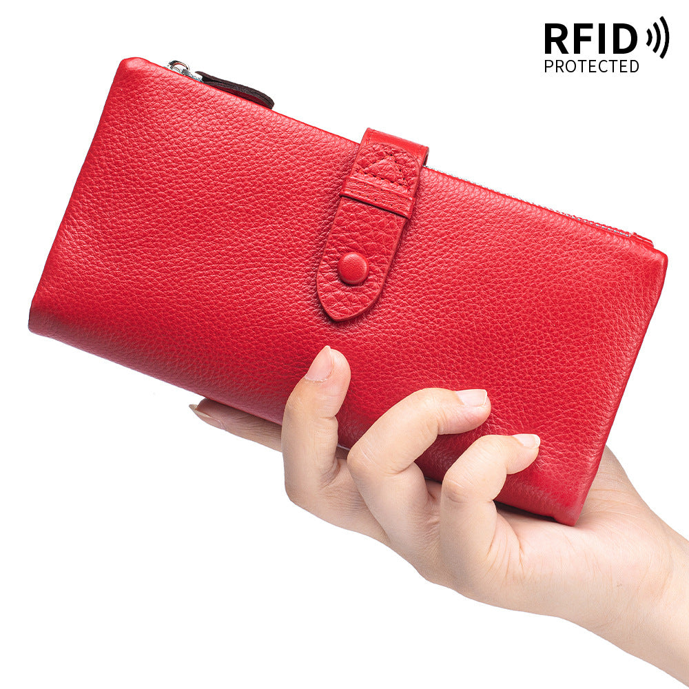 Long Large Capacity Soft Leather Multifunctional Mobile Multiple Slots Ladies Wallet