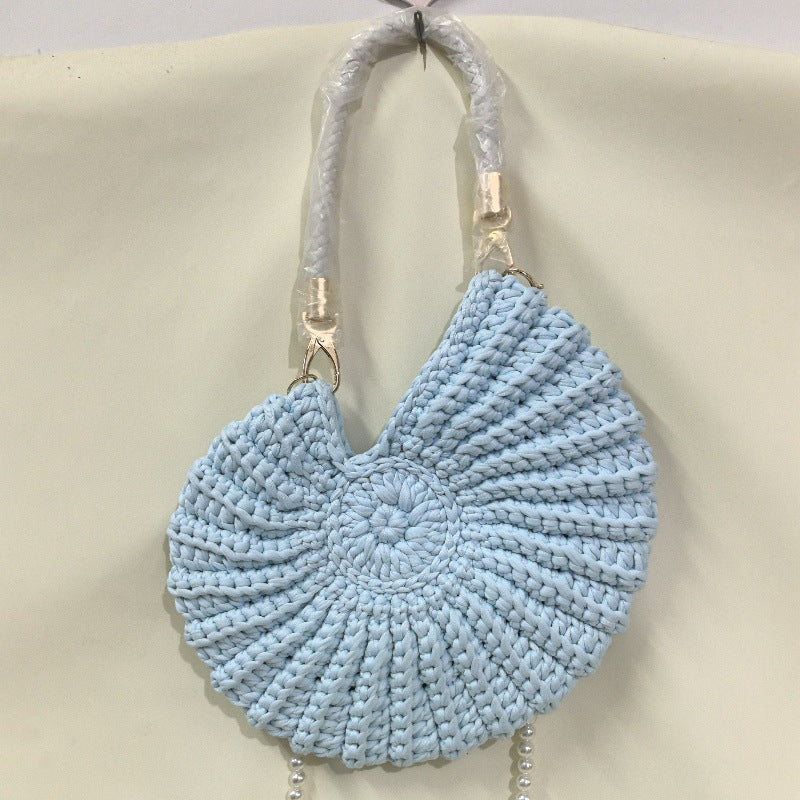 Woven Pearl Chain Candy Color Fashion Simple Conch Shell Women's Messenger Bag