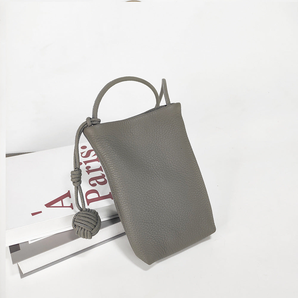 Women's Top Layer Cowhide Mini Lychee Pattern Women's Messenger Bag