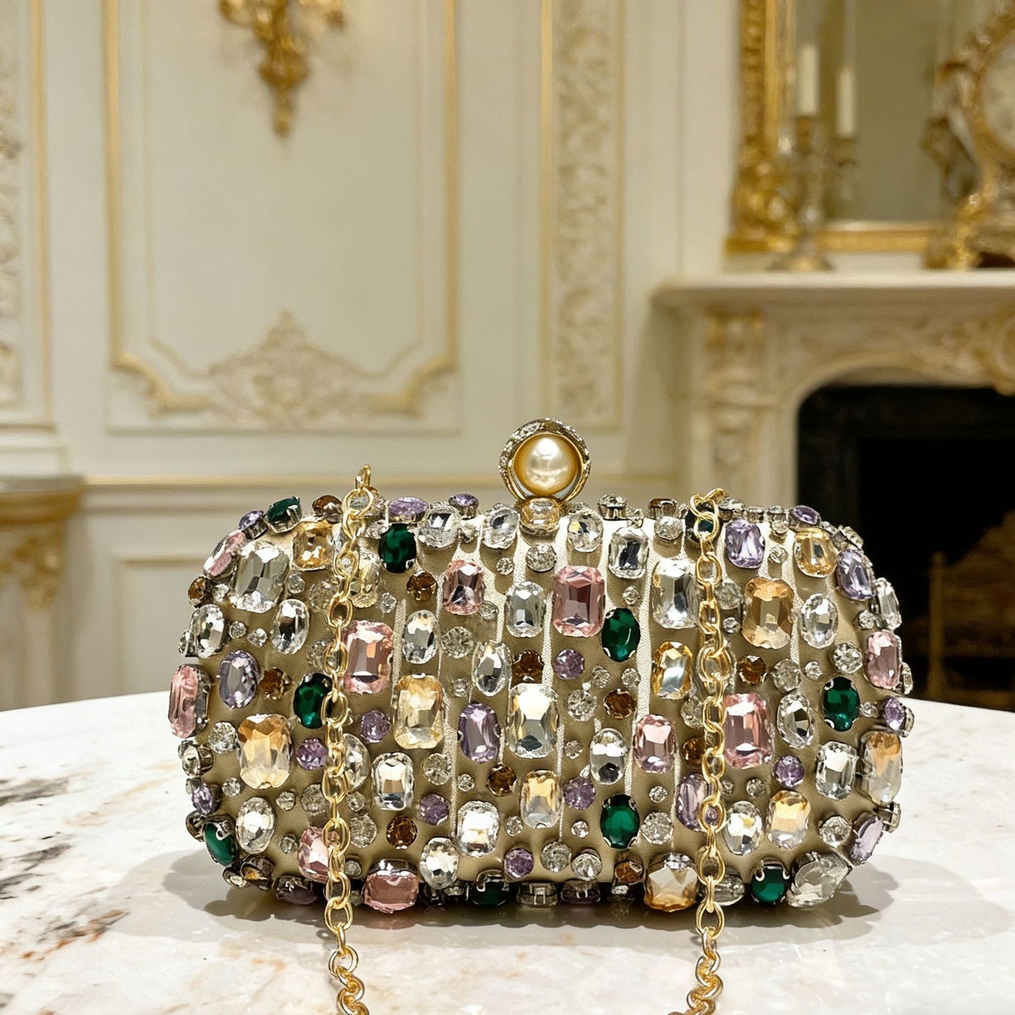 Women's European Textured Colored Gemstone Fashion Shoulder Bags