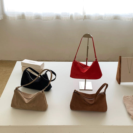 Women's Daily Frosted Suede Solid Color Portable Small Square Bag