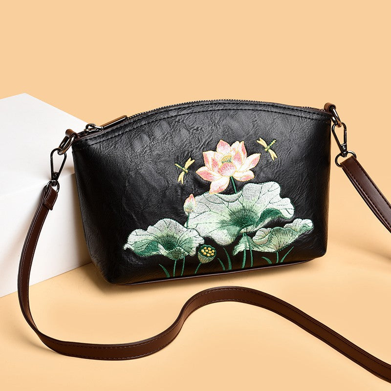 Women's Retro National Style Lotus Embroidery Shell Chinese Bags