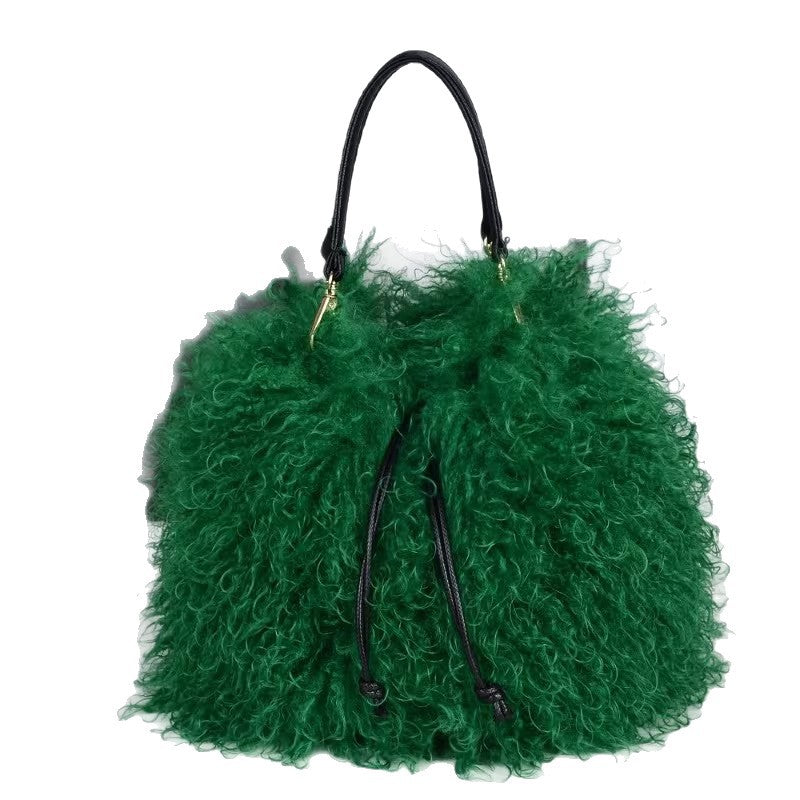 Women's Imitated Tibet Sheep Fur Fashion Simple Western Handbags