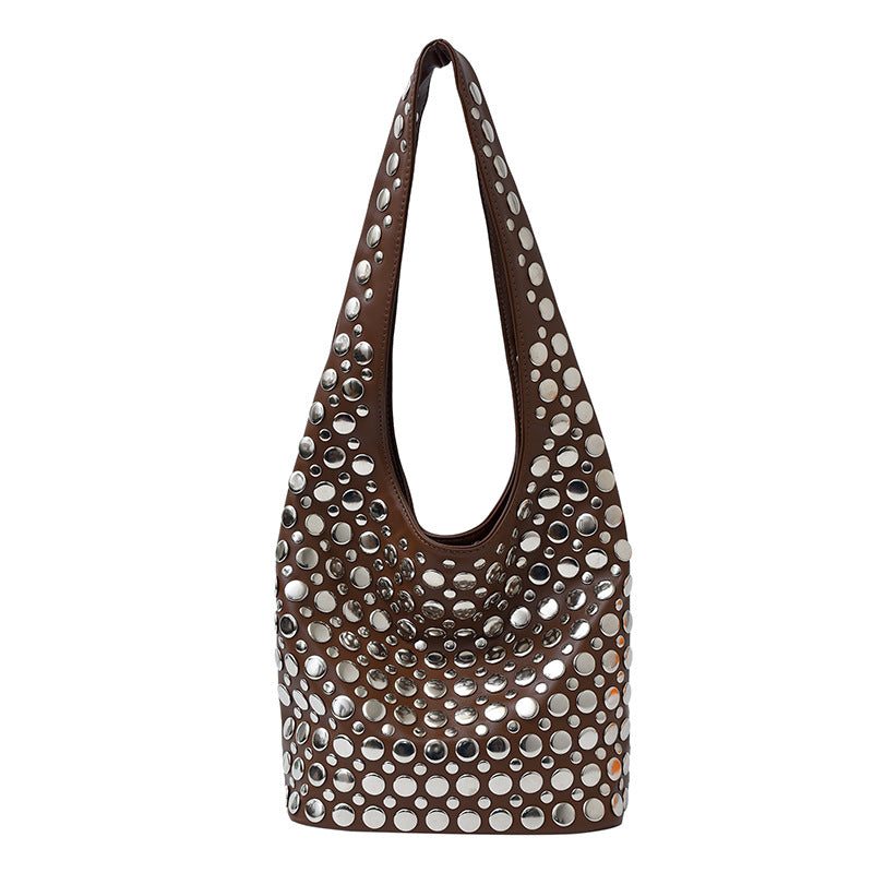Cool Personality Dot Rivet Underarm Fashion Motorcycle Women's Shoulder Bag