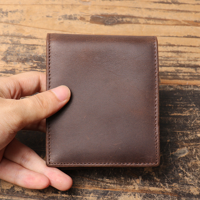 Men's & Women's Crazy Horse Leather Short Genuine Can Purses