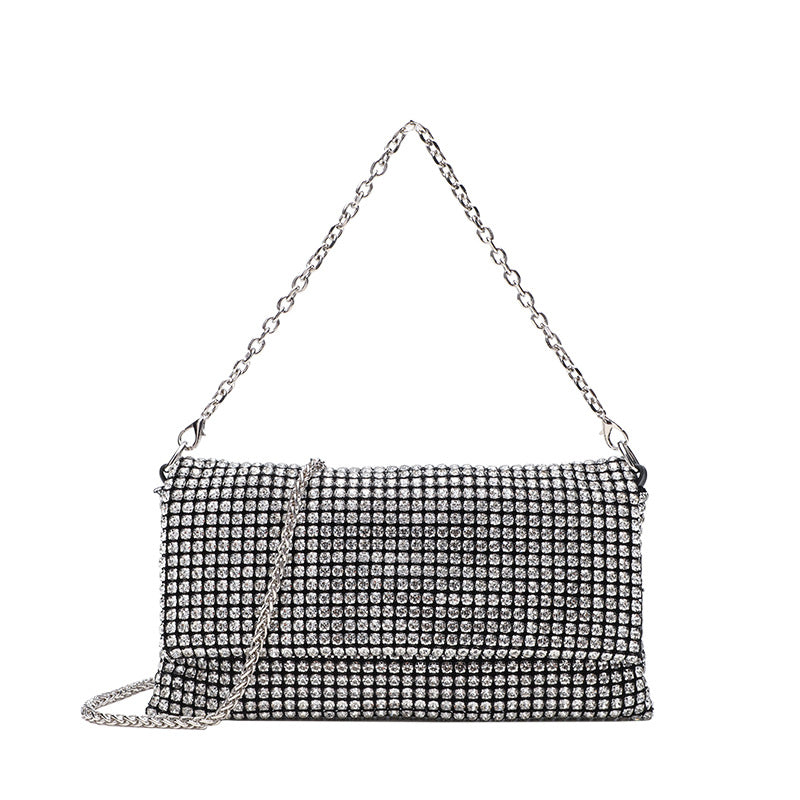Women's Shiny Rhinestone Veil Clutch Full Diamond Dinner Portable Women's Messenger Bag