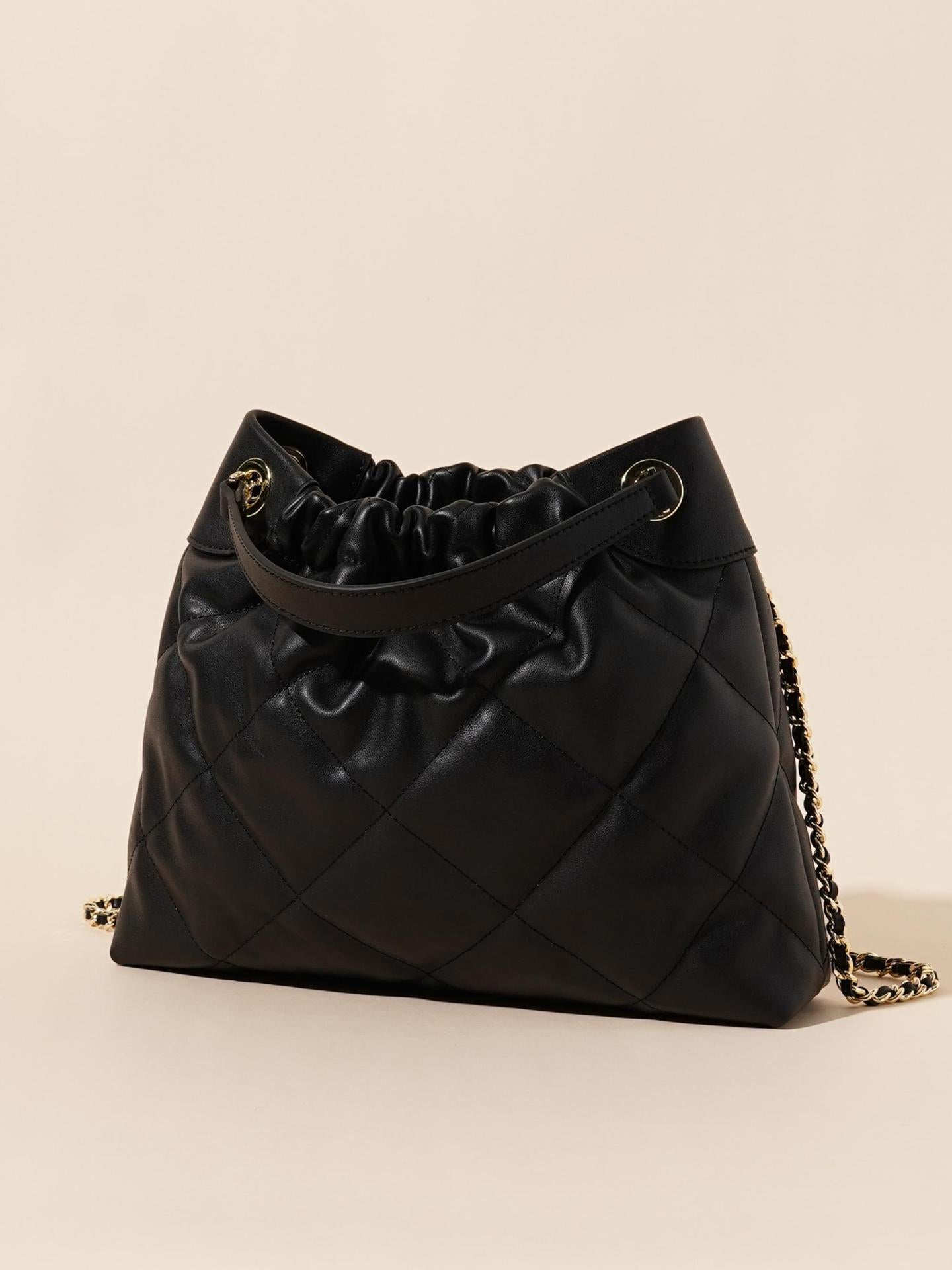 Women's Garbage Leather Folds Hobo Chain Bags