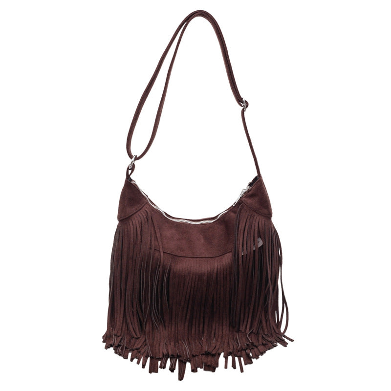 Women's Retro Large Capacity Tassel Personality Underarm Women's Shoulder Bag