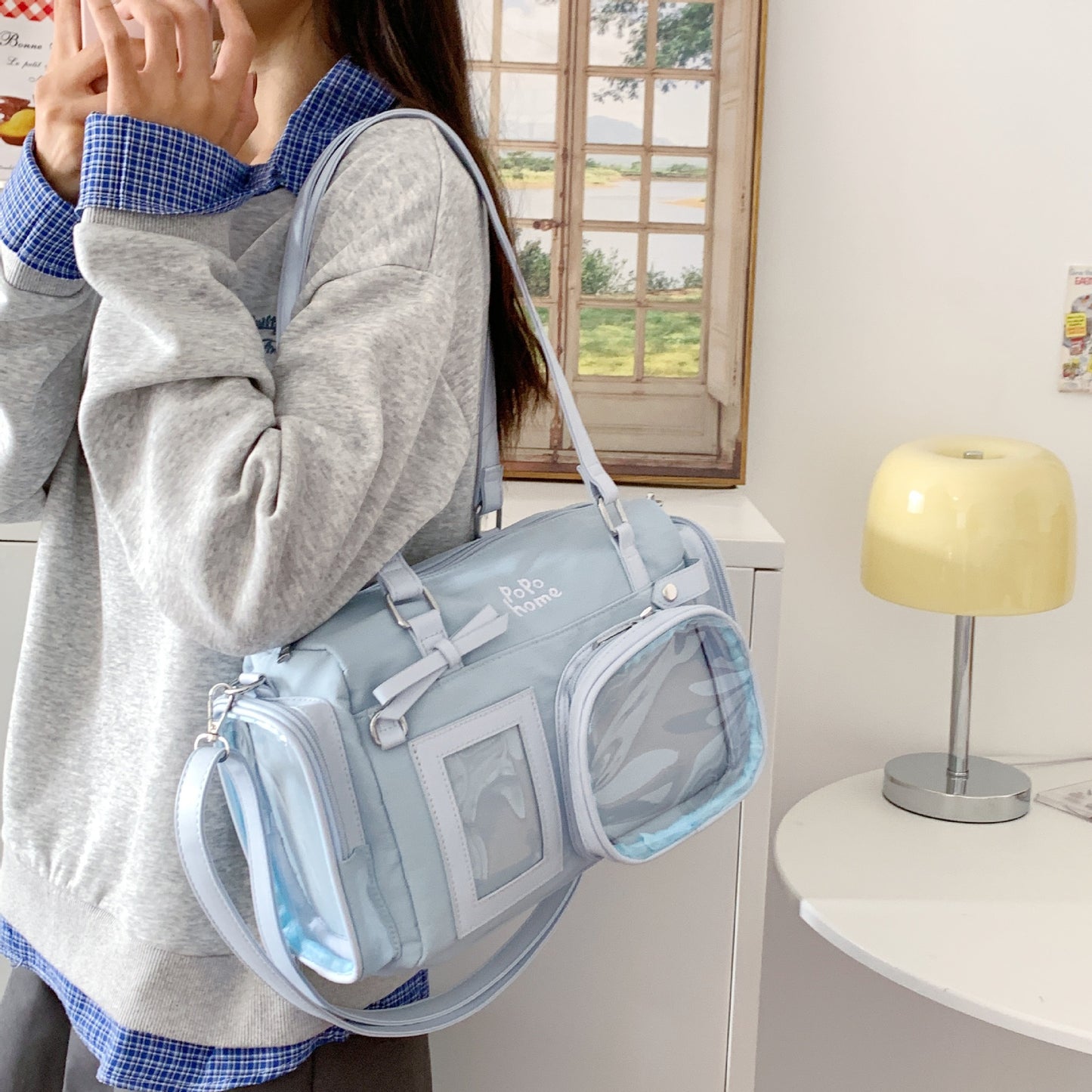 Women's Cute Fat Cat Cartoon Stone Commuter Large Women's Shoulder Bag