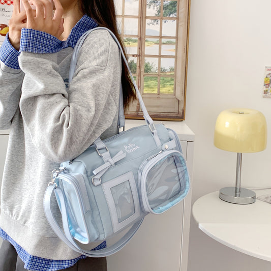 Women's Cute Fat Cat Cartoon Stone Commuter Large Women's Shoulder Bag