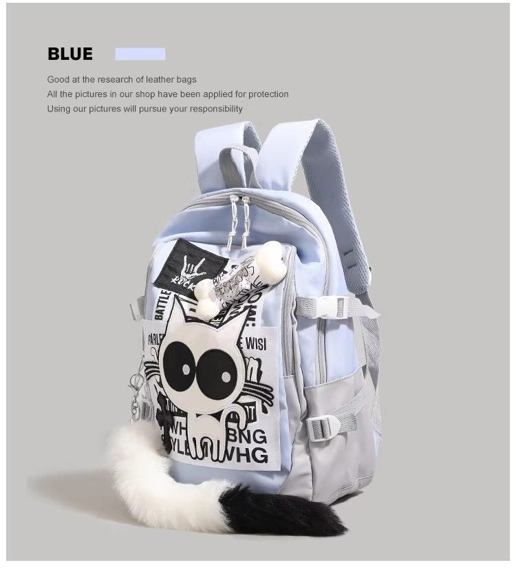 Letter Collage Gradient Black Denim Cute Simple College Student Schoolbag