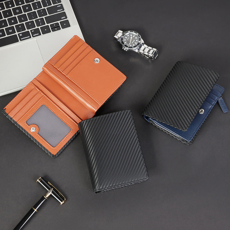 Men's Leather Short Zipper Vertical Design Business Men's Wallet
