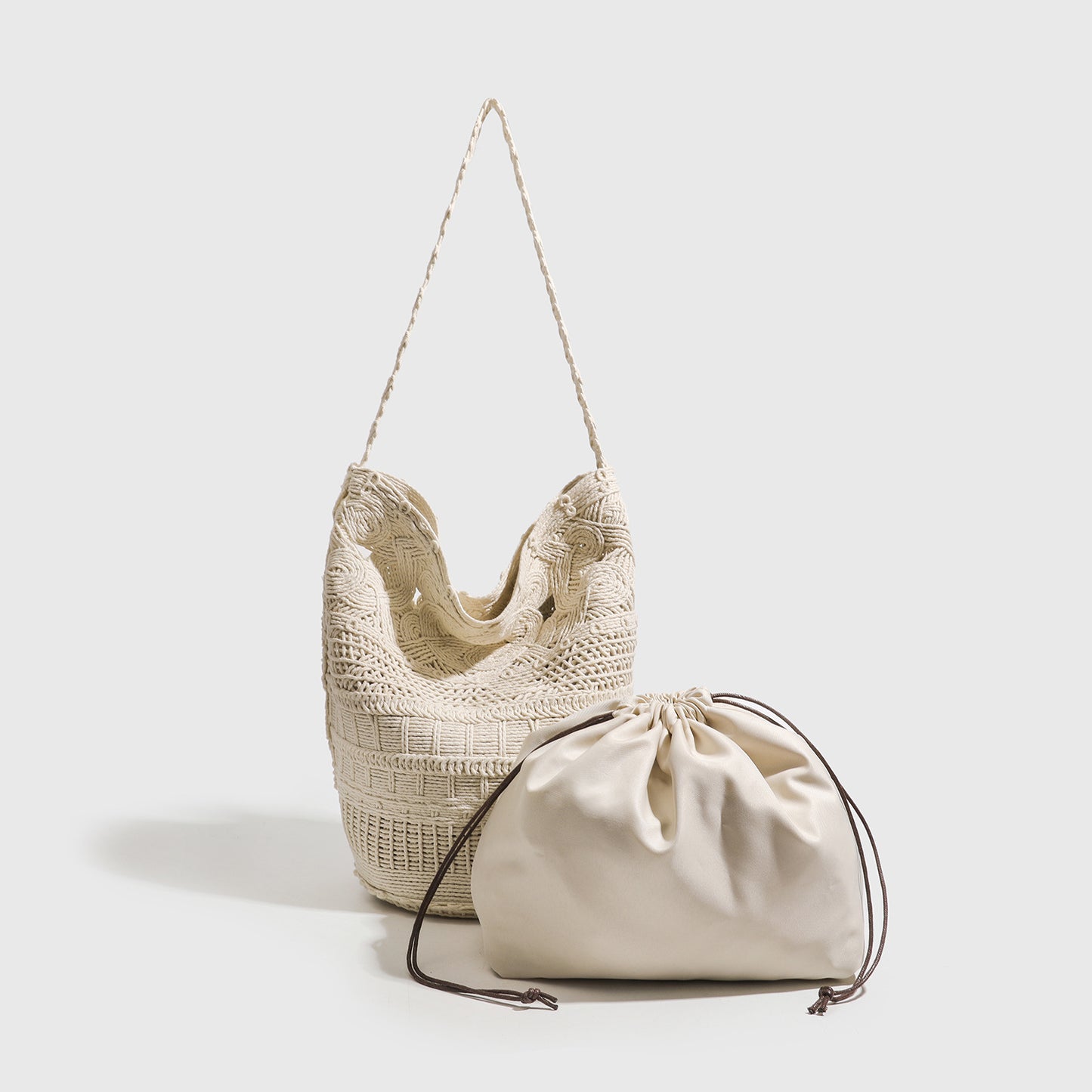 Women's Handmade Woven Hollowed Large Capacity Straw Vacation Style Lazy Shoulder Bags
