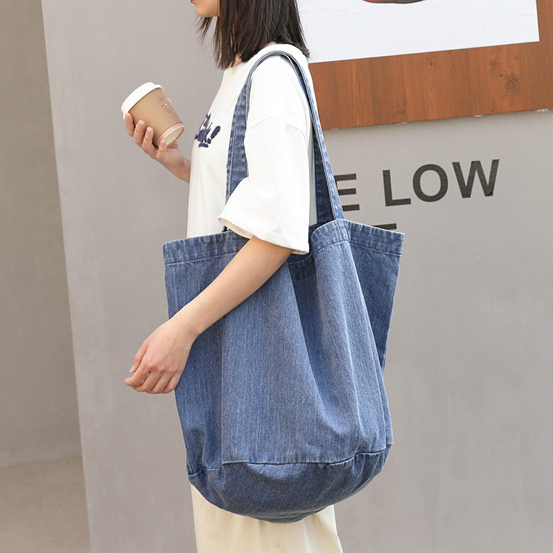Women's Leisure Artistic Denim Versatile Vintage Wash Fashion Canvas Shoulder Bags