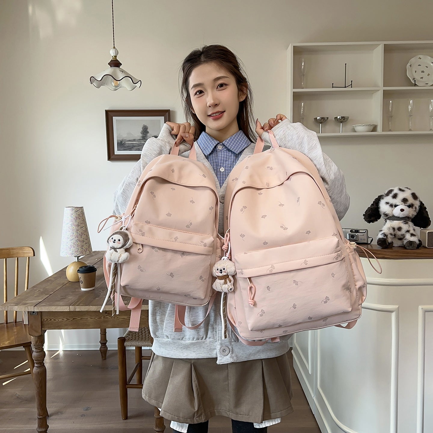 Classic Fresh Junior High Leaf Printing Backpacks