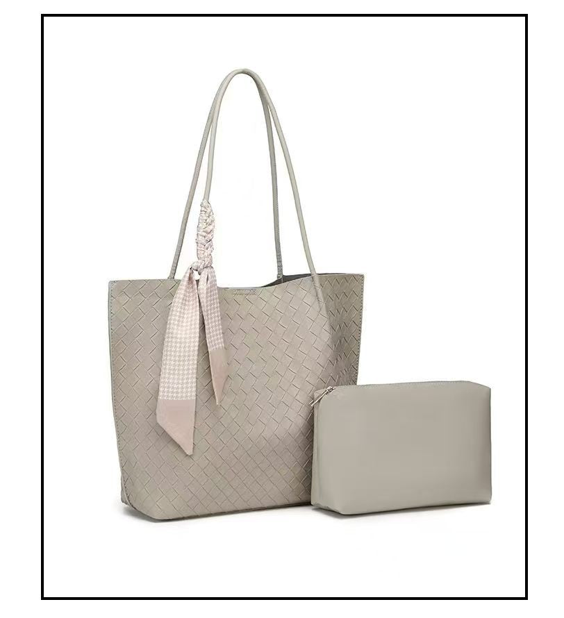 Women's High-grade Large Capacity Woven Genuine Leather Tote Bag