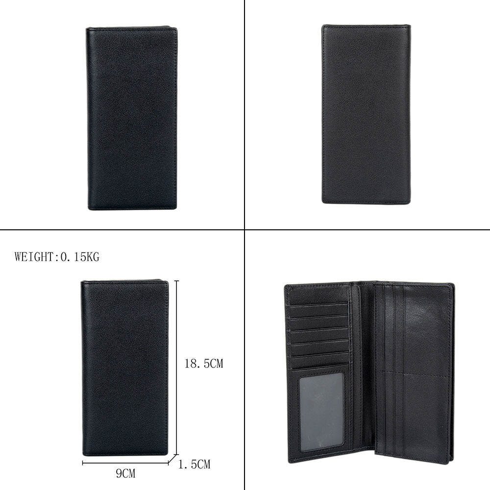 Men's Real Leather Long Suit Two Fold Multi Slots Business Leisure Bags