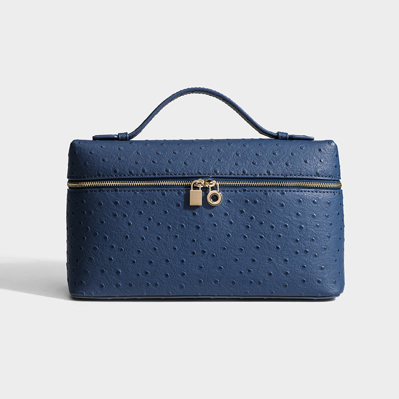 Women's Ostrich Grain Lunch Box Fashion Portable Small Square Bag