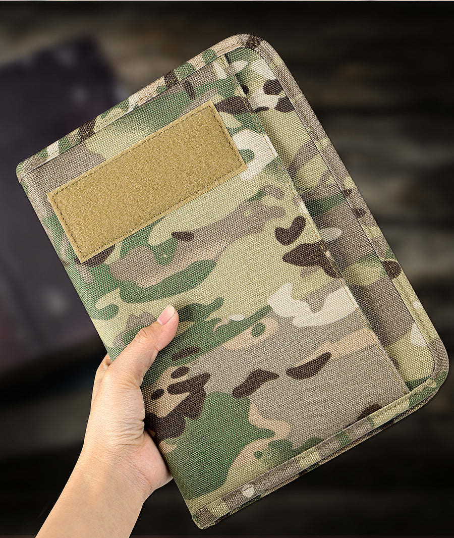Office Supplies Tactics Portable Notepad Loose-leaf Removable Notebook Protective Outdoor Camouflage, Military Fan Bag