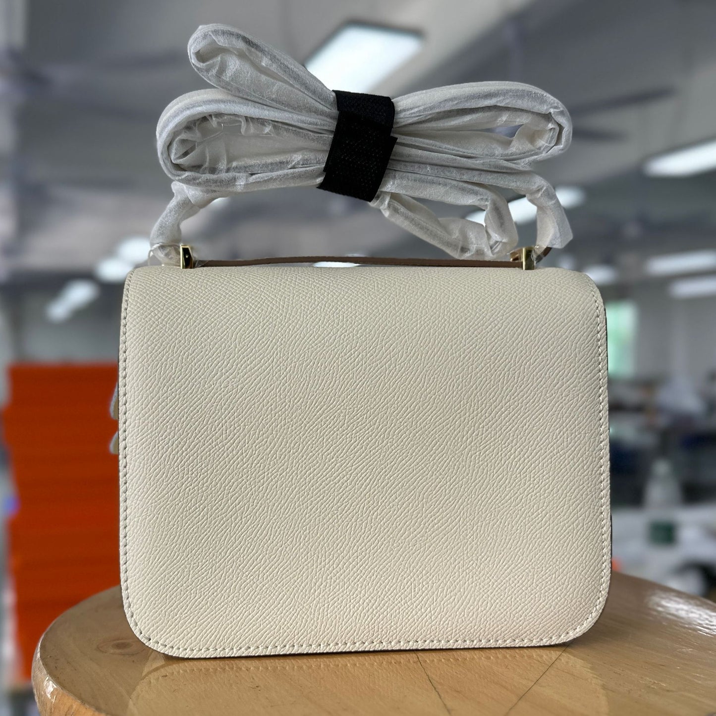 Constance Palm Print Cowhide Leather Gold Buckle