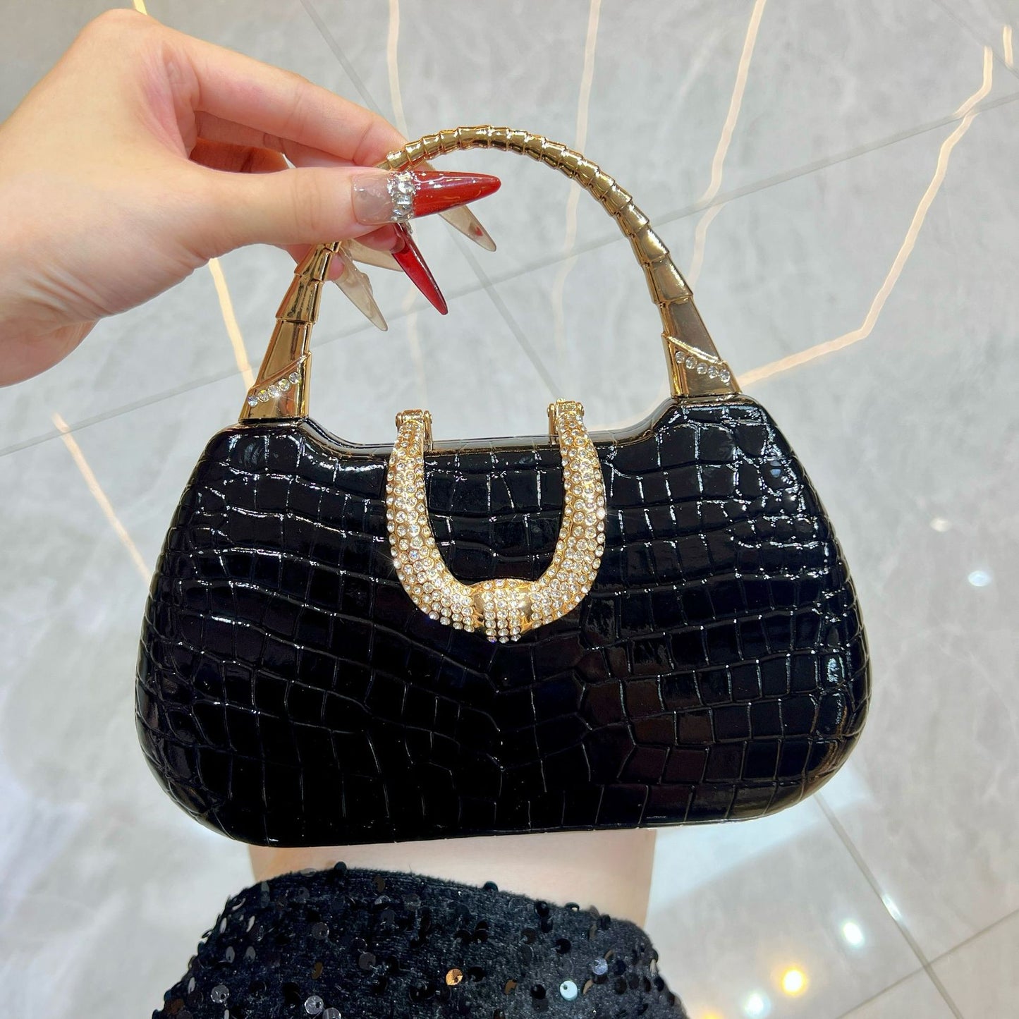 New High-grade Versatile Fashion Simple Rhinestone Dinner Bag