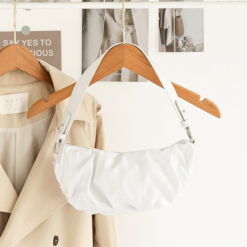 Women's Korean Style Pleated Dumpling Retro Textured Soft Leather Underarm Niche Bags