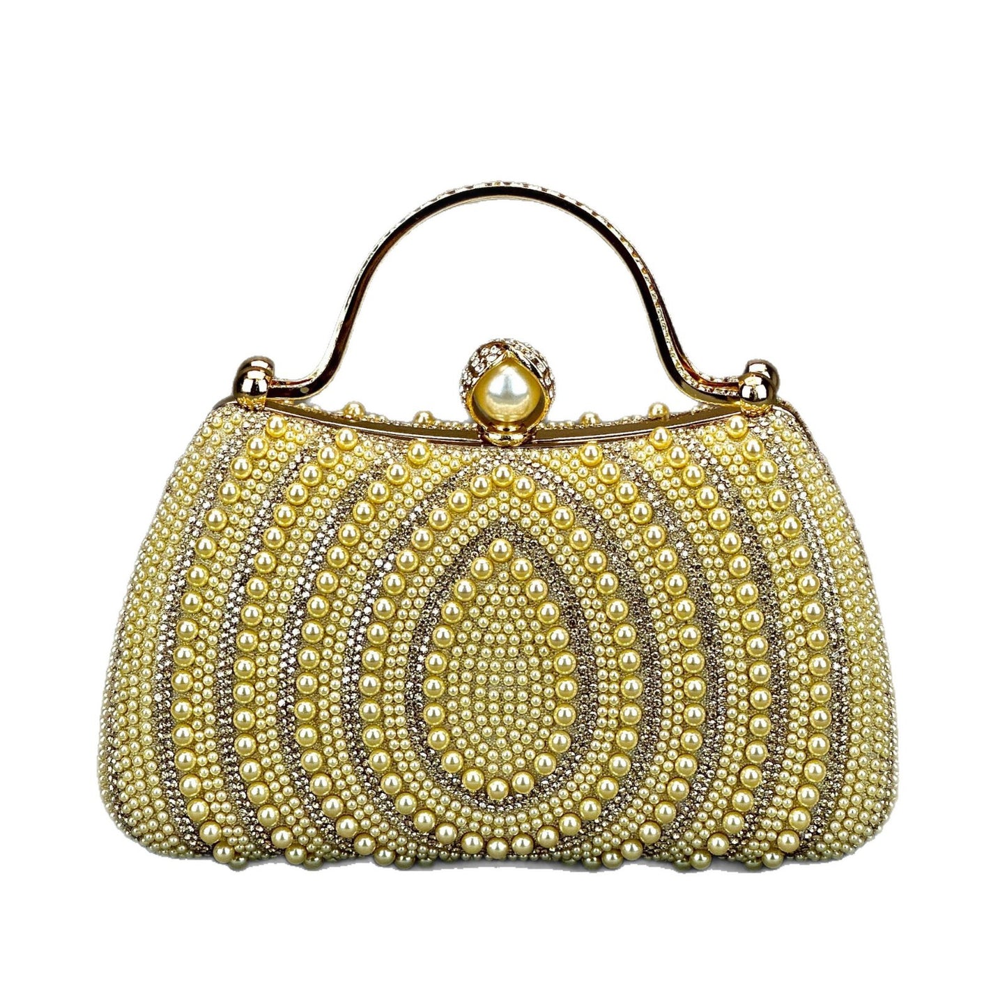 Women's Stylish Water Drop Pearl Hand Rhinestone One Party Dinner Bag