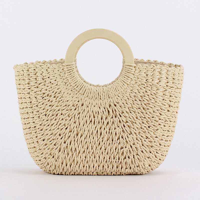 Women's Wooden Carrying Mori Style Hand-woven Woven Women's Handbag