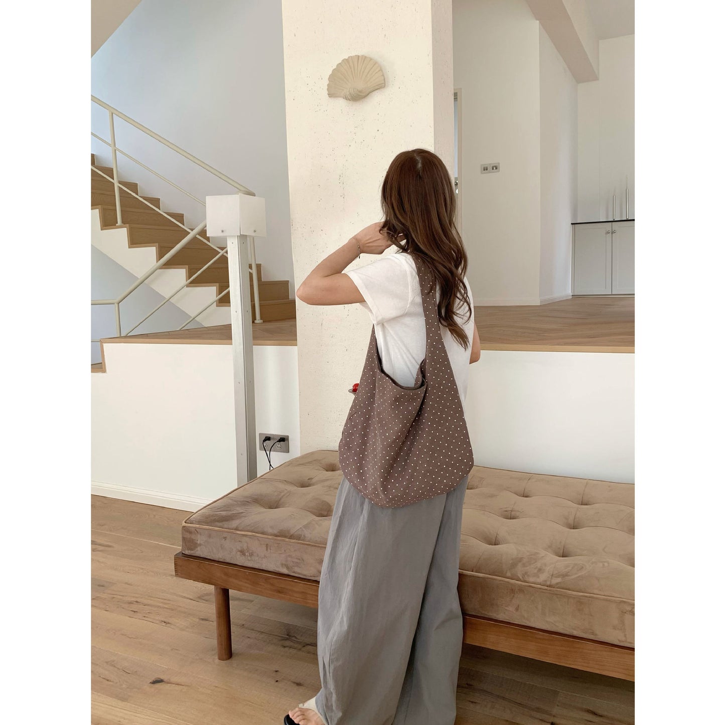 Women's Idle Style Polka Dot Large Capacity Totes Simple Shoulder Bags