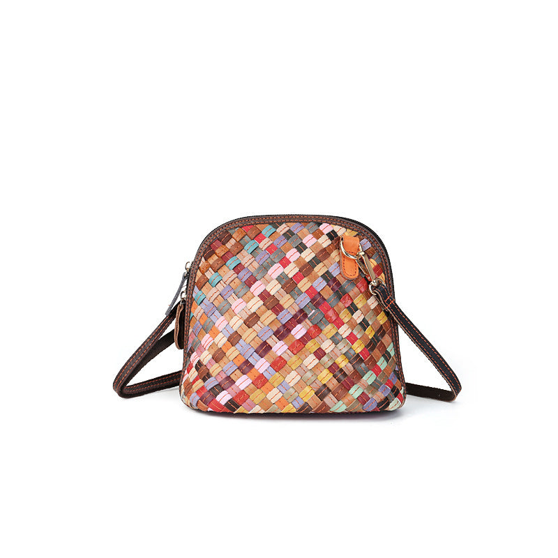 Women's Cowhide Hand-woven Leather Color Woven Fashionable Bags