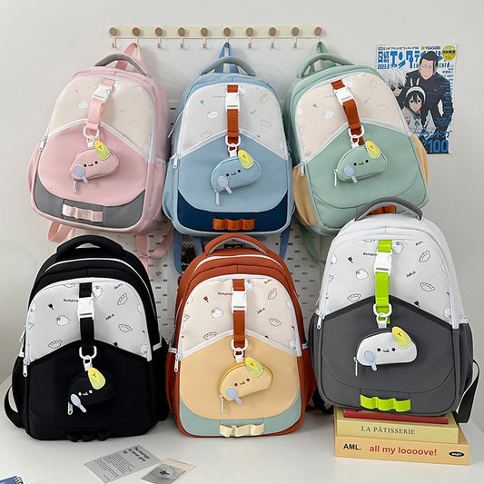 Junior Large Capacity Simple Western Style Leisure Contrast College Student Schoolbag