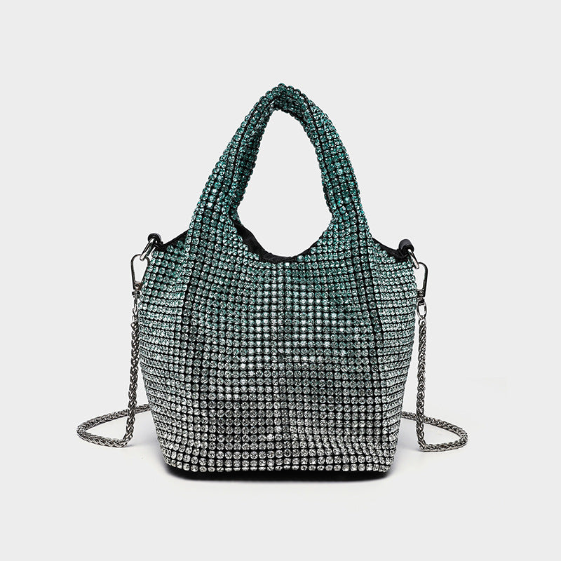 Women's Full Diamond Rhinestone Chain Shiny Portable Bucket Bags