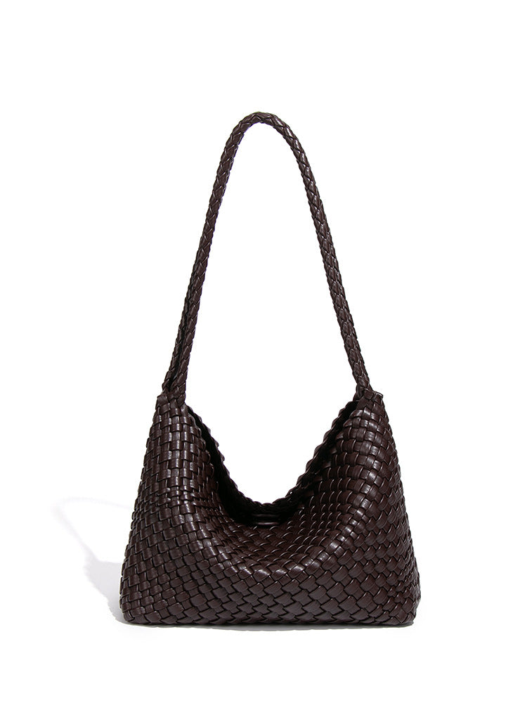 Hand-woven Simple Commute Soft Leather Underarm Fashionable Shoulder Bags