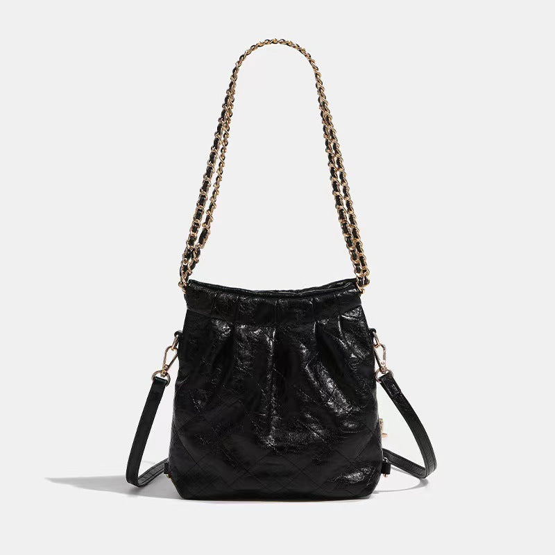 Charles Keith Portable Hobo Rhombus Chain Fashion Large Capacity Trendy Tote Bag