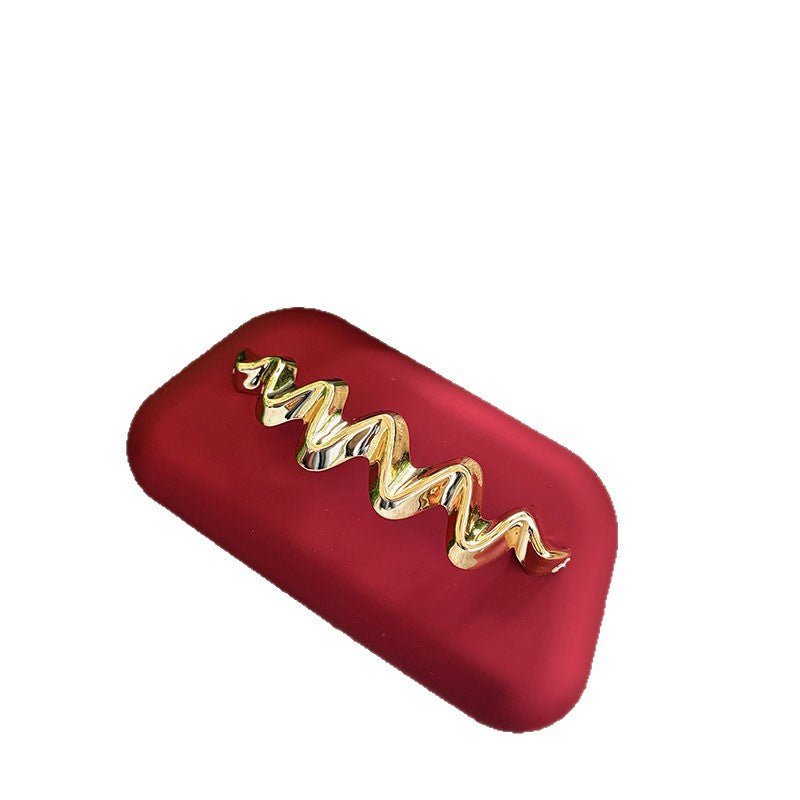 Simple Elegant Matte Texture Box Metal Wave Decorative Bags