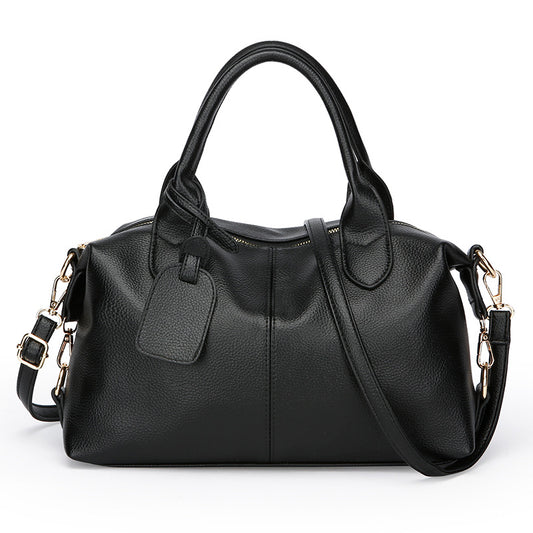 Women's Soft Leather Large Capacity Mom Boston Portable Commuter Women's Messenger Bag